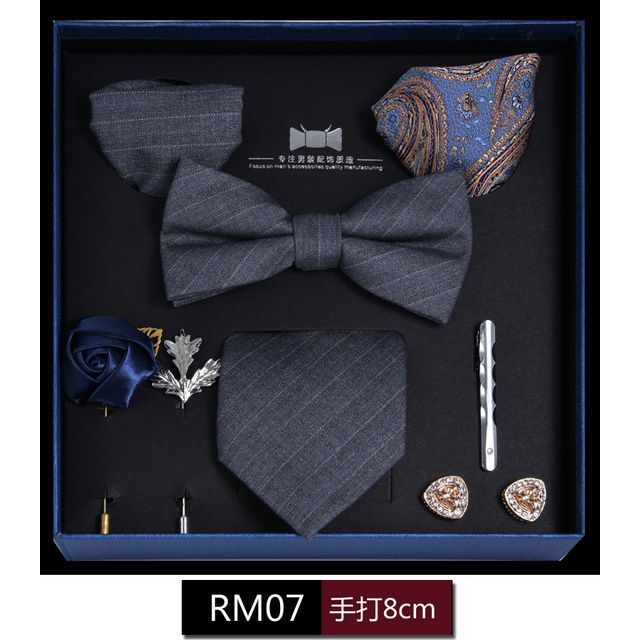 NINIRUSI Print Neck Tie + Pocket Square + Tie Clip + Cufflinks