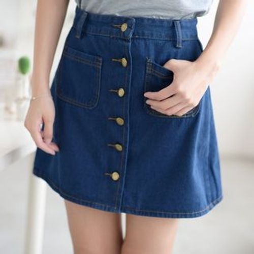 Whoosh - Button-Up Denim Mini Skirt | YesStyle