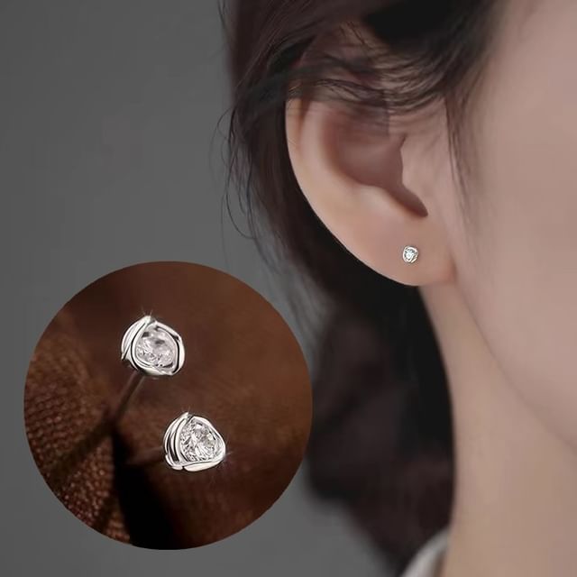 Toinianimos-Rhinestone S925 Sterling Silver Stud Earring