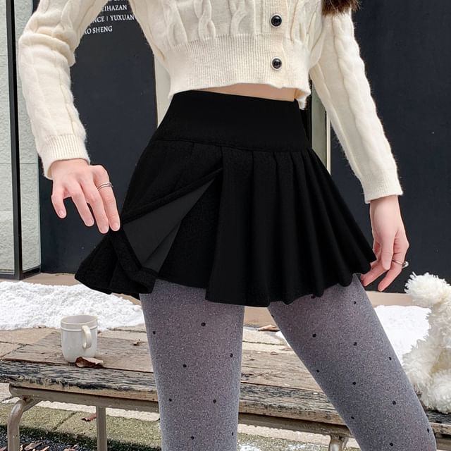 Dragan Pulse-High Waist Plain Mini A-Line Skirt