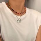 Seirios - Alloy Butterfly Pendant Bead Layered Choker Necklace