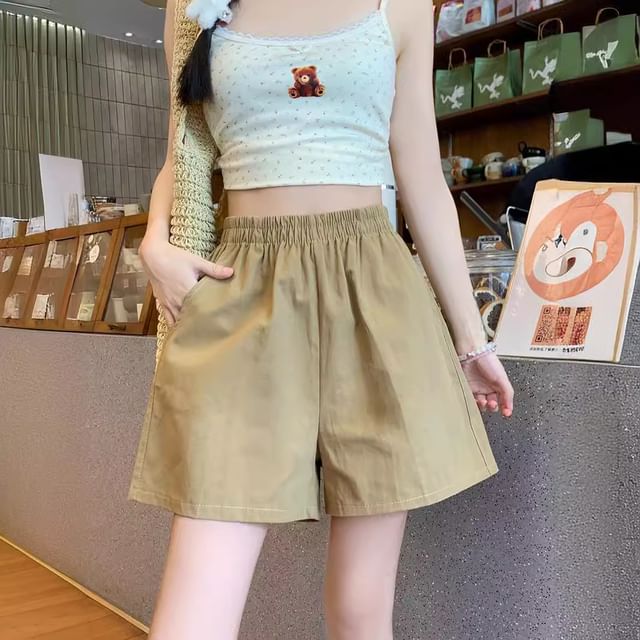 Dovitade-High Waist Plain Shorts