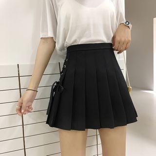 Fanoy - Lace Up Mini Pleated Skirt | YesStyle