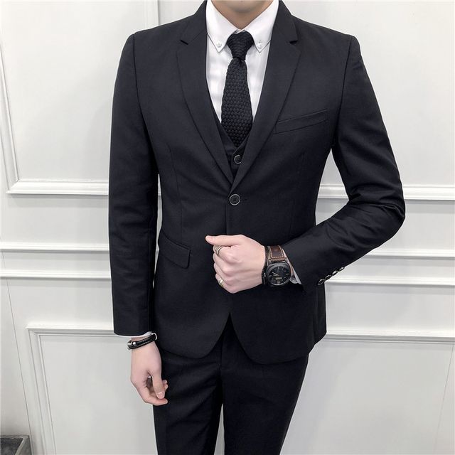 cardigan for halter dress Mens Cotton Denim Three-Piece Suit Modern Blazer Denim Suit with Vest and  Trousers Pleated Pants Classic Fit main image 1