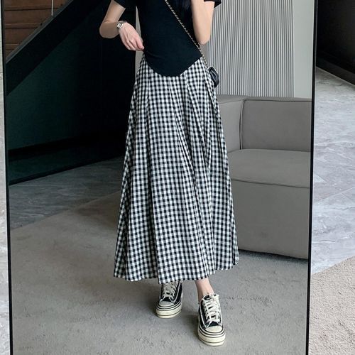 Plaid maxi shop skirt 3d