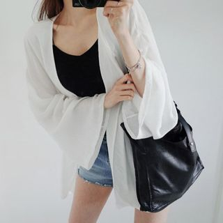 white chiffon kimono jacket