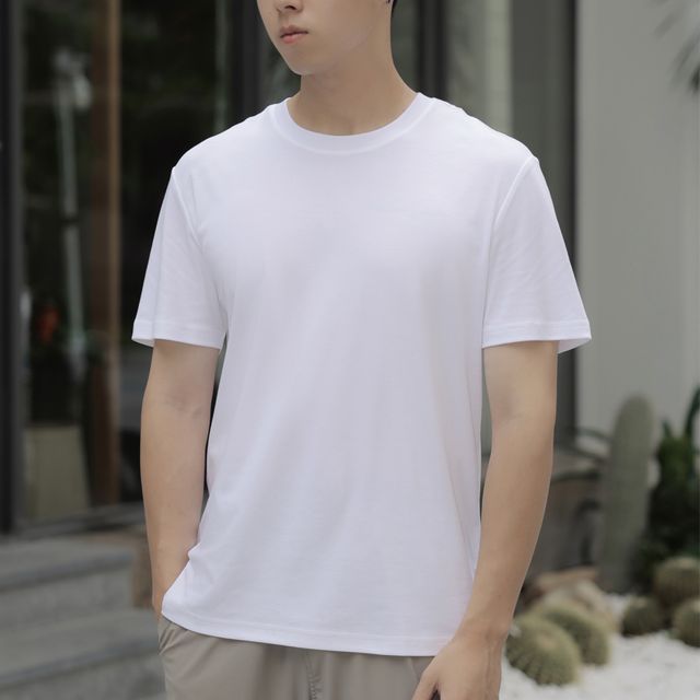DragonRoad-Short-Sleeve Crew Neck Plain Shorts
