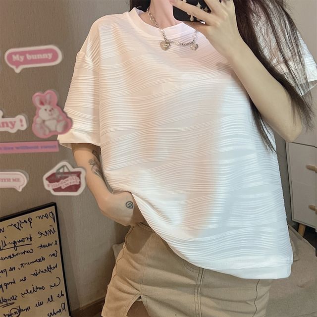 Everose-Short-Sleeve Crew Neck Plain T-Shirt