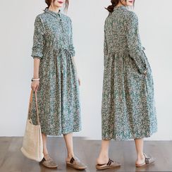Planetary - Long-Sleeve Floral Print Mini A-Line Dress