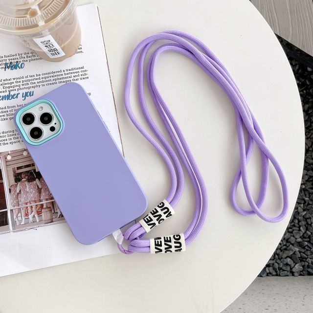 Plain Crossbody Strap Phone Case - iPhone 12 Pro Max / 12 Pro / 12 / 12  mini / 11 Pro Max / 11 Pro / 11 / SE / XS Max / XS / XR / X / SE 2 / 8 / 8