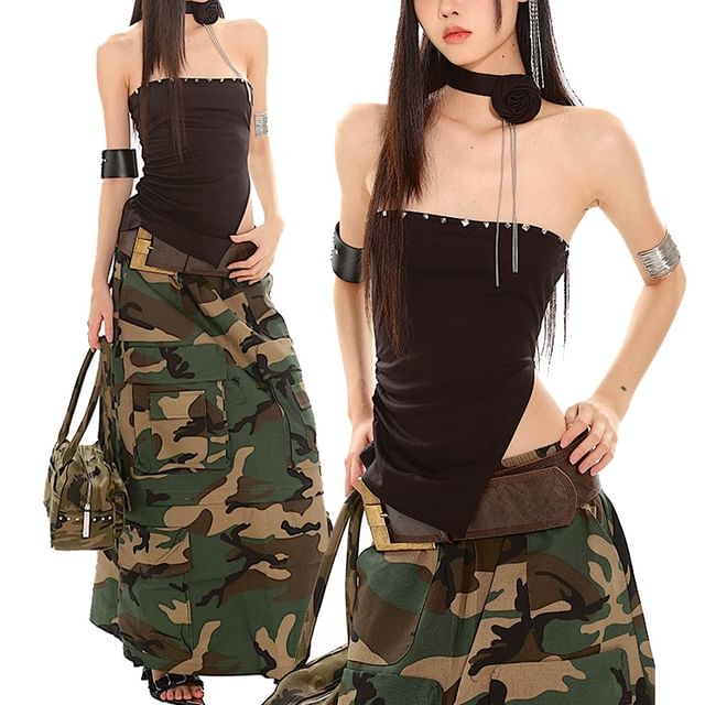 AXEN-Studded Slit Tube Top