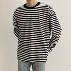 Seoul Homme - Round-Neck Striped T-Shirt Seoul Homme - Round-Neck Striped T-Shirt
