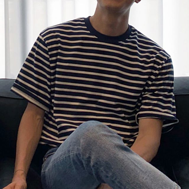 Okwano-Short-Sleeve Striped T-Shirt