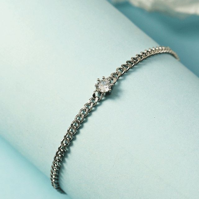 Forainer-Rhinestone Alloy Bracelet