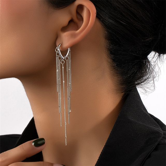 Jael-Alloy Fringed Earring