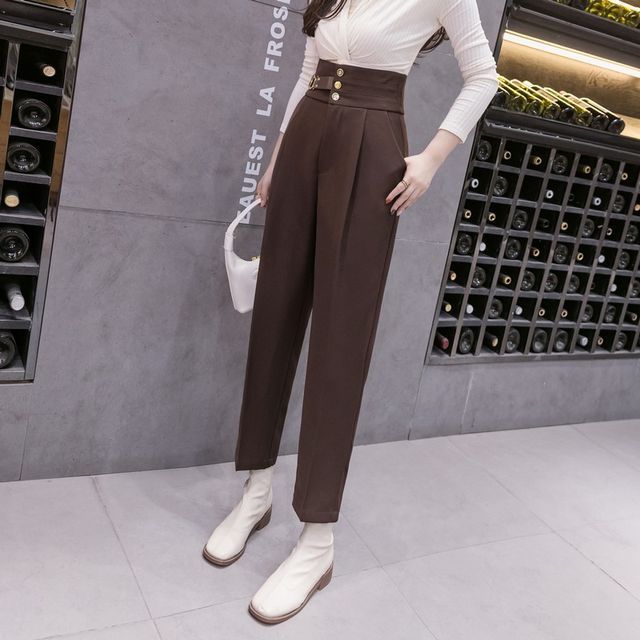 high rise cropped suit pants