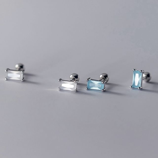 A-ROCH-S925 Sterling Silver Rhinestone Stud Earring