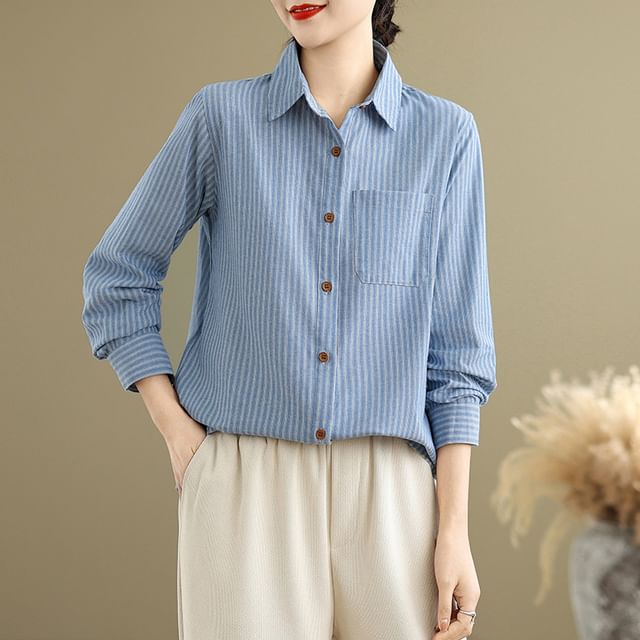 Lewwe-Long-Sleeve Striped Shirt