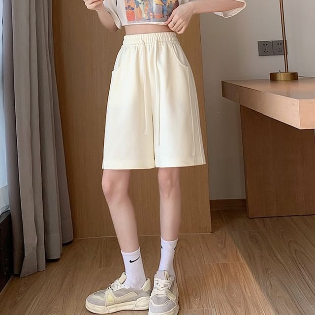 Dovitade-High Waist Plain Shorts