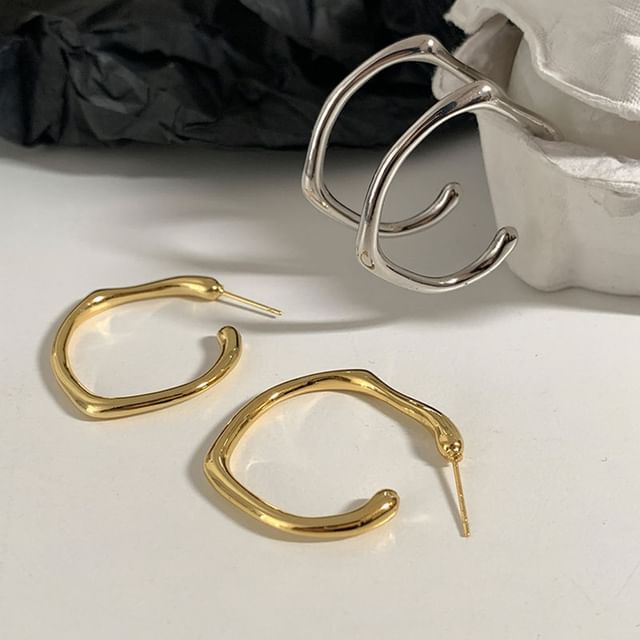 Panda Dama-Irregular Alloy Open Hoop Earring