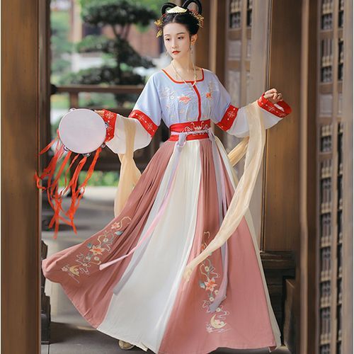 Traditional Ancient Chinese Female Costume Embroidered Flowers