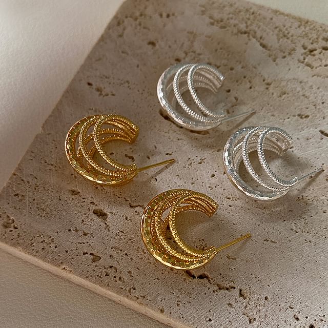 Calafa-Textured Layered Hoop Earring