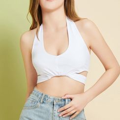 YS by YesStyle - Eco-Friendly Halter-Neck Cutout Crop Top