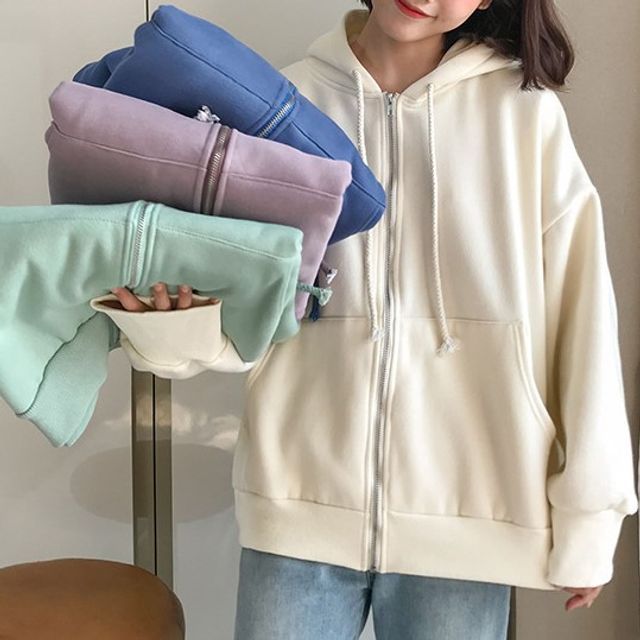 drawstring zip up hoodie