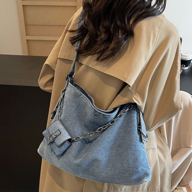 Melois-Set Denim Crossbody Bag Pouch