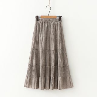 TOJI - Tiered Pleated Plain Midi Skirt | YesStyle