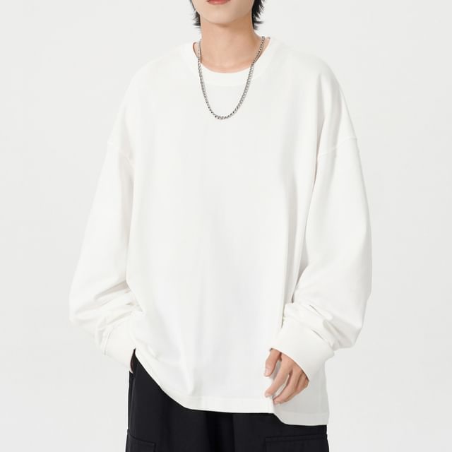 Blueforce-Long Sleeve Crew Neck Plain T-Shirt