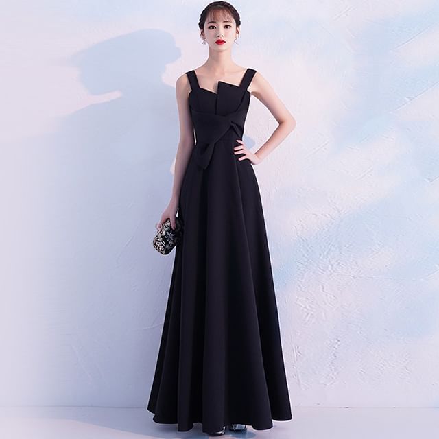 Wide Strap Plain Asymmetrical Knotted A-Line Evening Gown / Cocktail Dress Wide Strap Plain Asymmetrical Knotted A-Line Evening Gown / Cocktail Dress