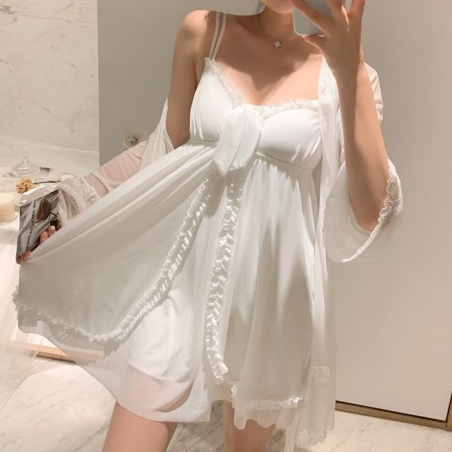 Siensien-Conjunto Camisón de tirantes y bata