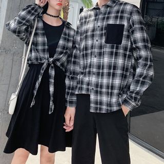 couples matching plaid outfits