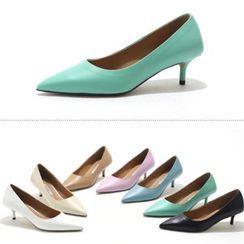 MODELSIS - Genuine Leather Pointy-Toe Pumps MODELSIS - Genuine Leather Pointy-Toe Pumps
