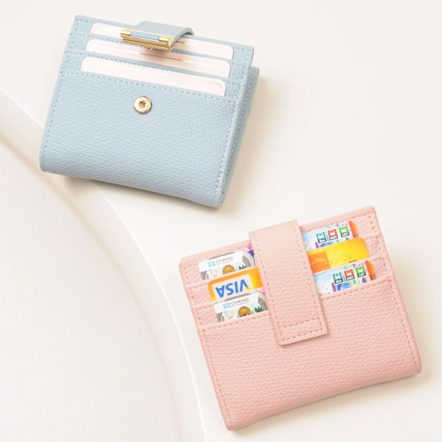 tablarosa-Plain Faux Leather Card Holder