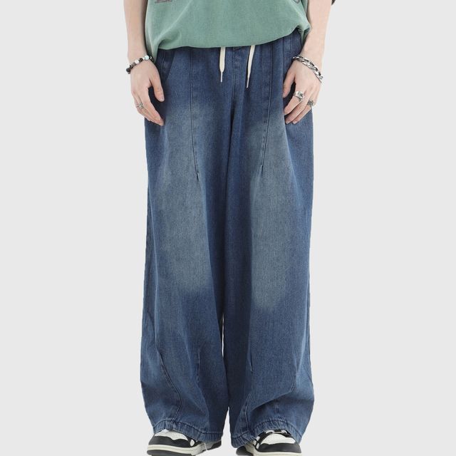 INStudio-Washed High Waist Wide Leg Jeans