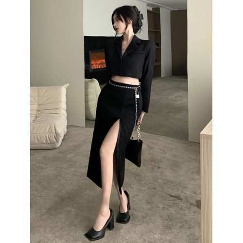 pleated skirt with garter belt High Waist Criss-Cross Lace-Up Front Bodycon Mini Pencil Skirt with Garter  Belt Solid Pleated from Dhgate Skirts main image 0