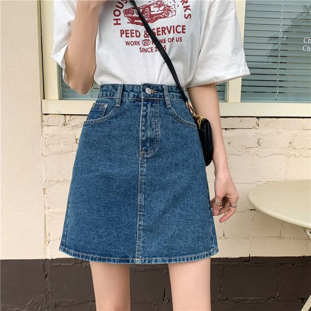 【BAON】Evonzi Washed Denim Mini Skirt Designer fashion, Seoul-fully created | W Concept