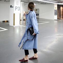 Daynum - Denim Single-Breasted Trench Coat