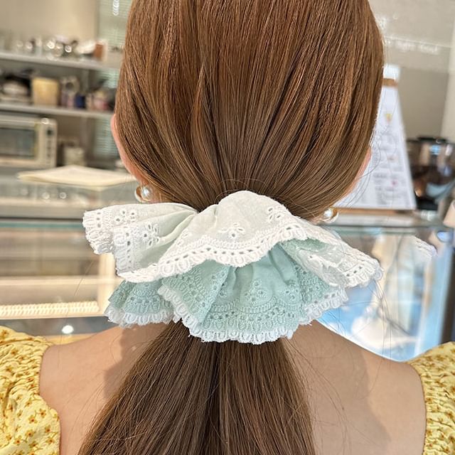 Jael-Perforated Two Tone Scrunchie