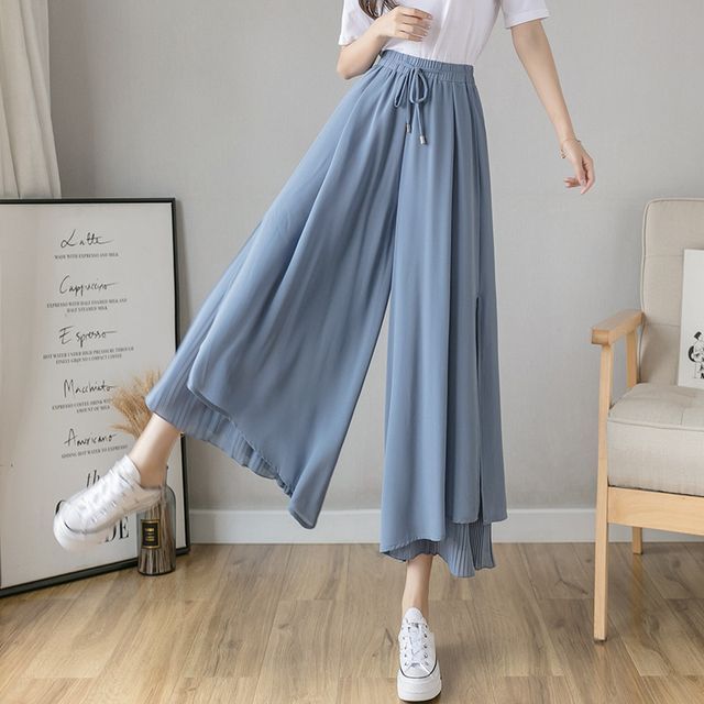 ISSOL-Cropped Wide-Leg Pants