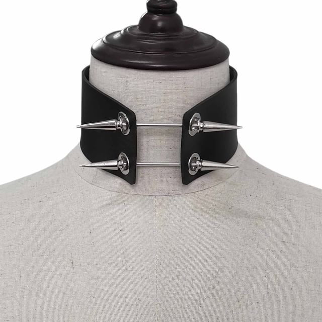 SURELIN-Studded Faux Leather Choker