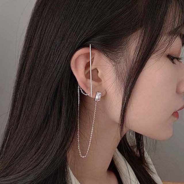 Chimerro-Rhinestone Chain Dangle Earring