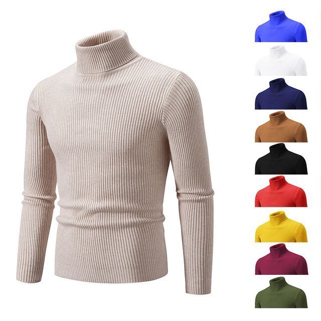 Ninine-Long-Sleeve Mock Neck Plain Ribbed Knit Top