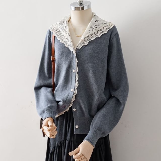 Cossita-Hood Panel Lace Cardigan