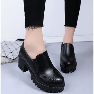 chunky heel platform loafers