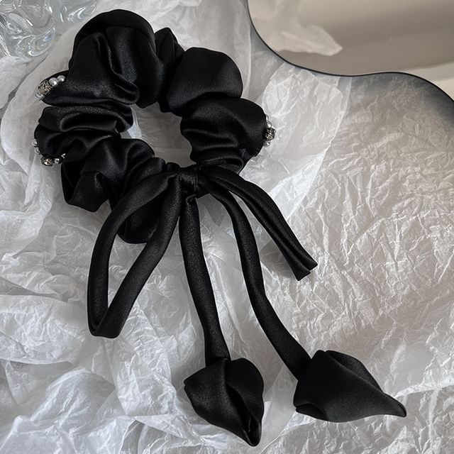 Sesori-Plain Beaded Satin Scrunchie