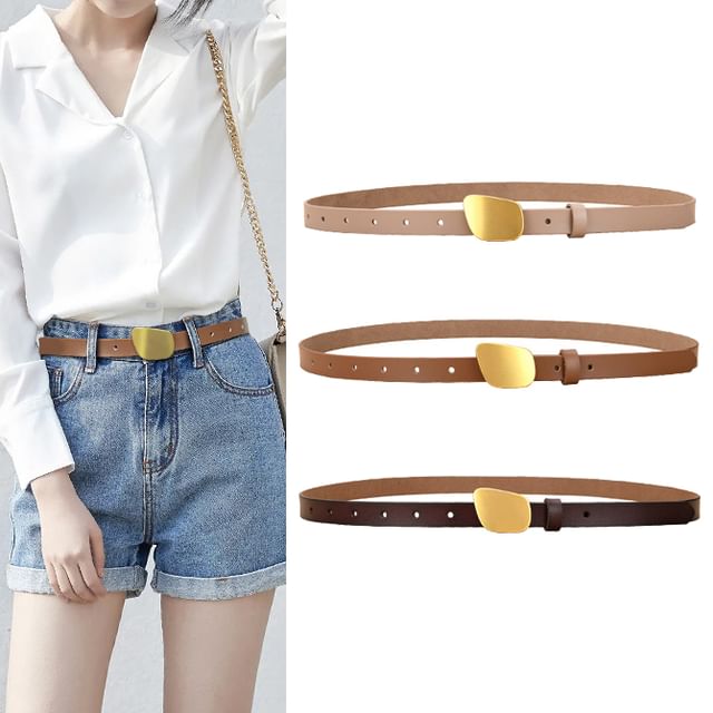 Rofuka-Irregular Buckle Genuine Leather Belt