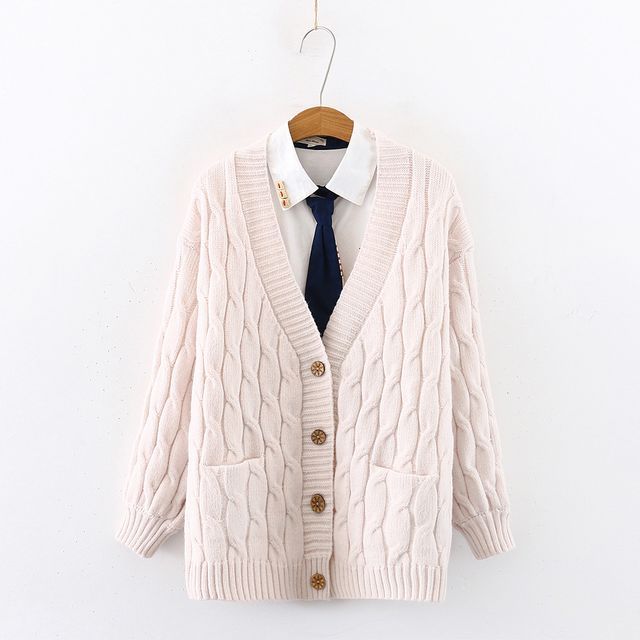 PANDAGO-Cable-Knit Cardigan